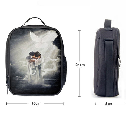 Jesus Hugging Man Dove Lunch Bag, Christian Lunch Box For School, Picnic