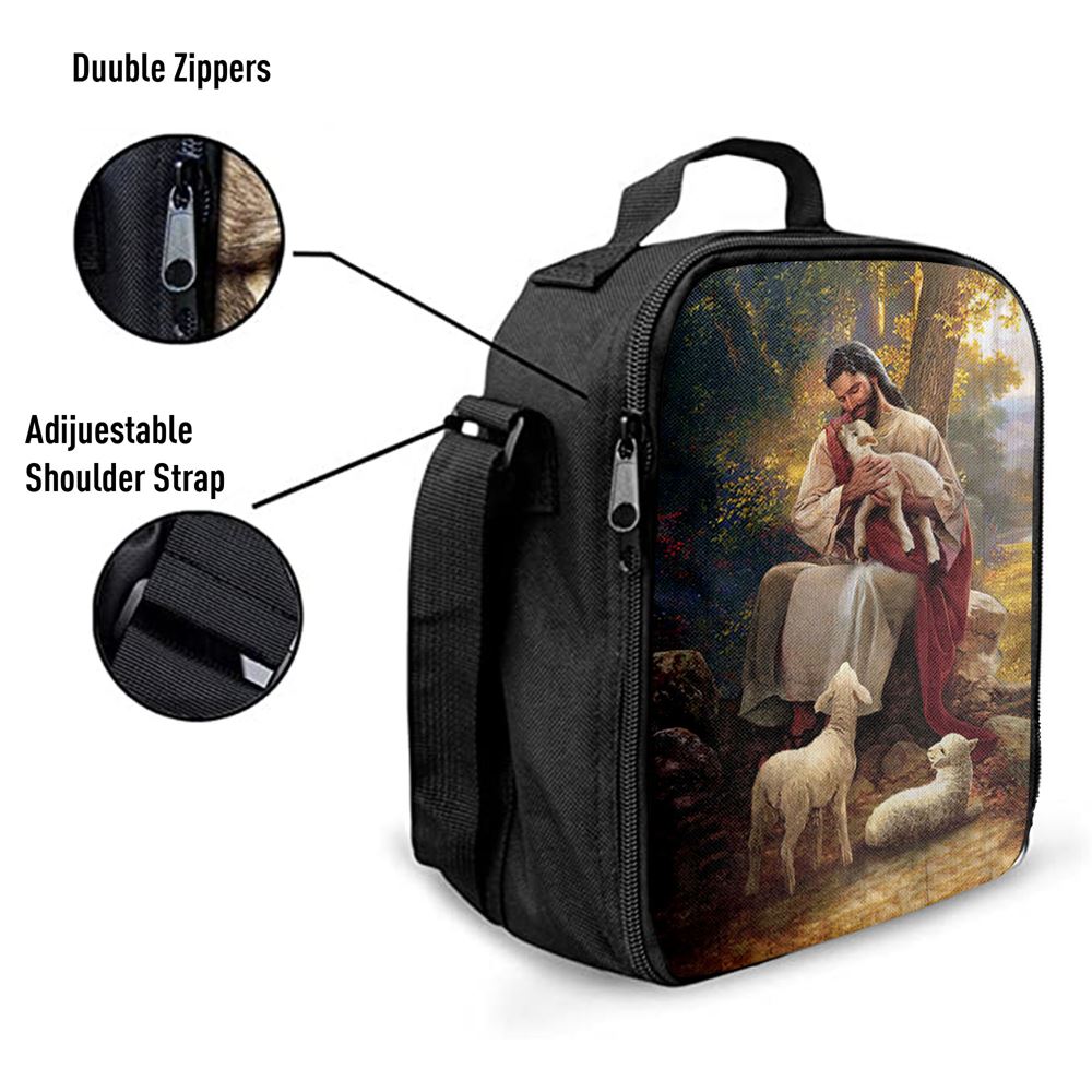 Jesus Hugs Lamb Of God Lunch Bag, Christian Lunch Box For School, Picnic