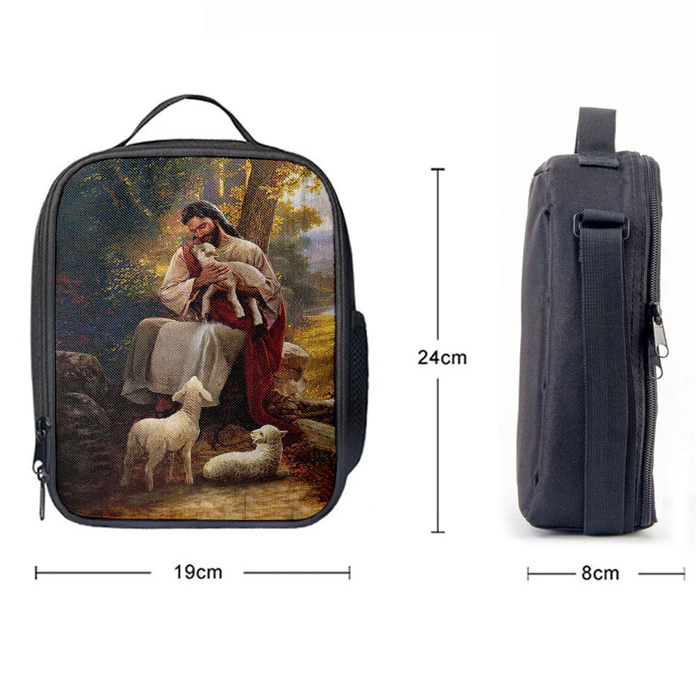 Jesus Hugs Lamb Of God Lunch Bag, Christian Lunch Box For School, Picnic