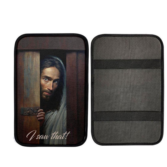 Jesus I Saw That Car Center Console Cover, Cross Car Interior Accessories