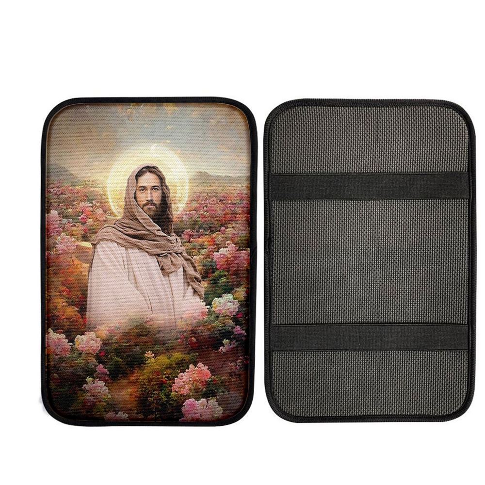 Jesus In Flowers Car Center Console Cover, God Car Armrest Accessories