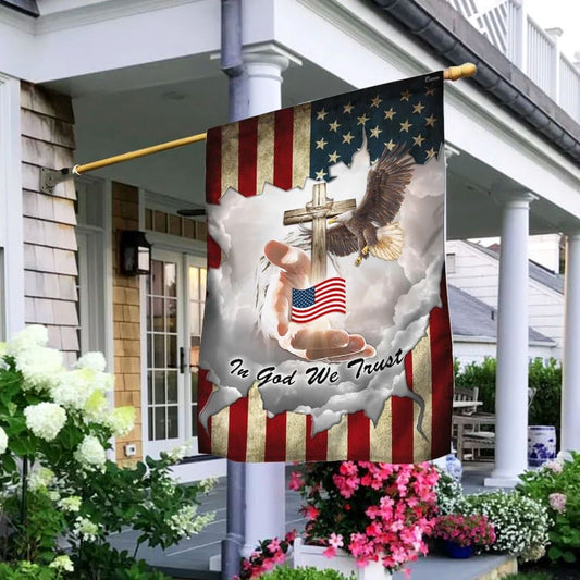 Jesus In God We Trust American House Flags, Christian Flag, Scripture Flag, Garden Banner