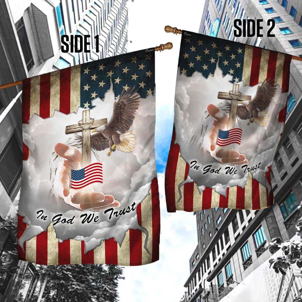 Jesus In God We Trust American House Flags, Christian Flag, Scripture Flag, Garden Banner