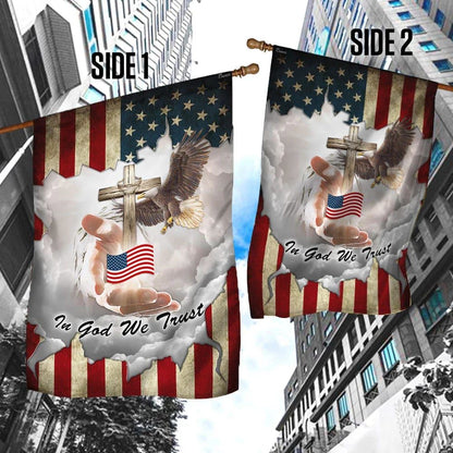 Jesus In God We Trust American House Flags, Christian Flag, Scripture Flag, Garden Banner
