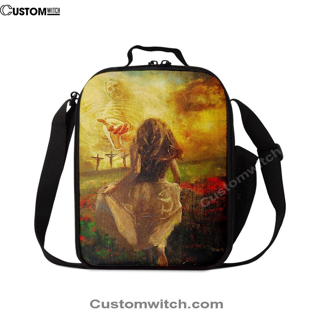 Jesus In Heaven Lunch Bag - The Girl Running To JesusChristian Lunch Bag, Christian Lunch Box For School, Picnic