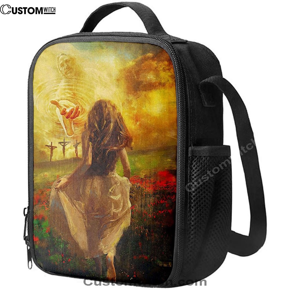Jesus In Heaven Lunch Bag - The Girl Running To JesusChristian Lunch Bag, Christian Lunch Box For School, Picnic