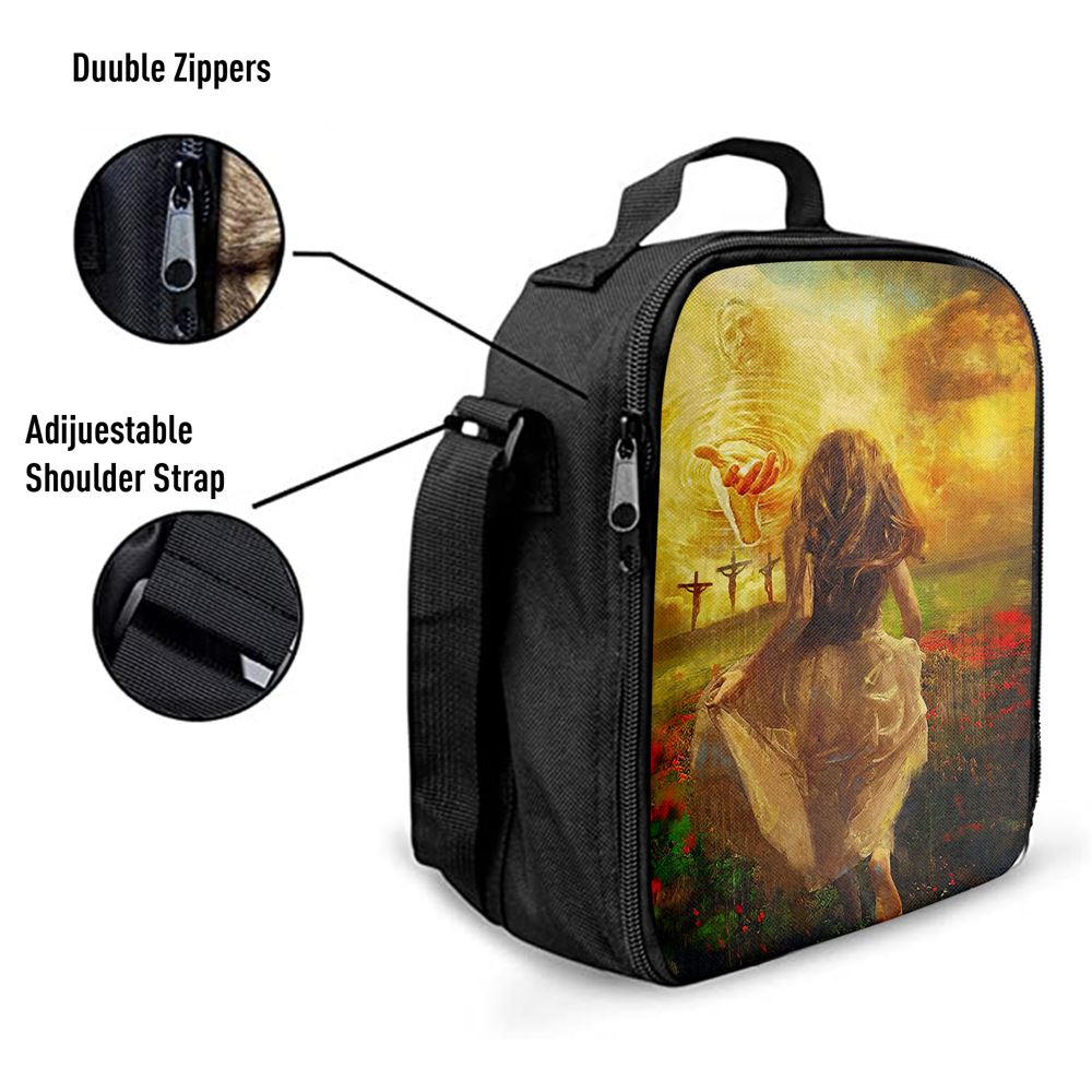 Jesus In Heaven Lunch Bag - The Girl Running To JesusChristian Lunch Bag, Christian Lunch Box For School, Picnic