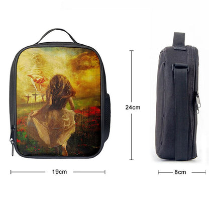 Jesus In Heaven Lunch Bag - The Girl Running To JesusChristian Lunch Bag, Christian Lunch Box For School, Picnic
