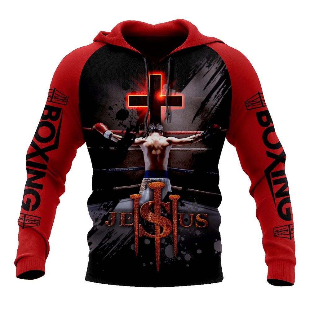 Jesus In My Heart Boxing In My Veins God 3D Hoodie For Man And Women, Jesus Printed 3D Hoodie