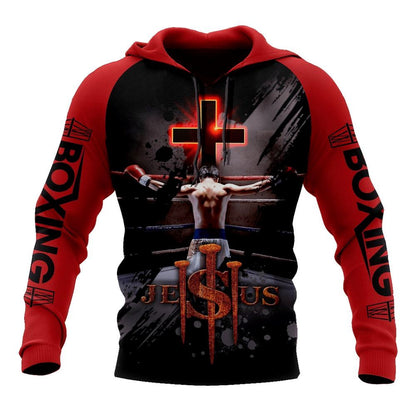 Jesus In My Heart Boxing In My Veins God 3D Hoodie For Man And Women, Jesus Printed 3D Hoodie