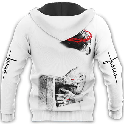 Jesus In The Arms Of Lord God 3D Hoodie For Man And Women, Jesus Printed 3D Hoodie