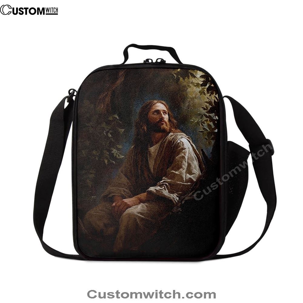 Jesus In The Tree In The Style Of Lush Brushstr 66 Lunch Bag, Christian Lunch Box For School, Picnic