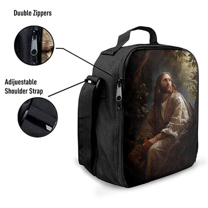 Jesus In The Tree In The Style Of Lush Brushstr 66 Lunch Bag, Christian Lunch Box For School, Picnic