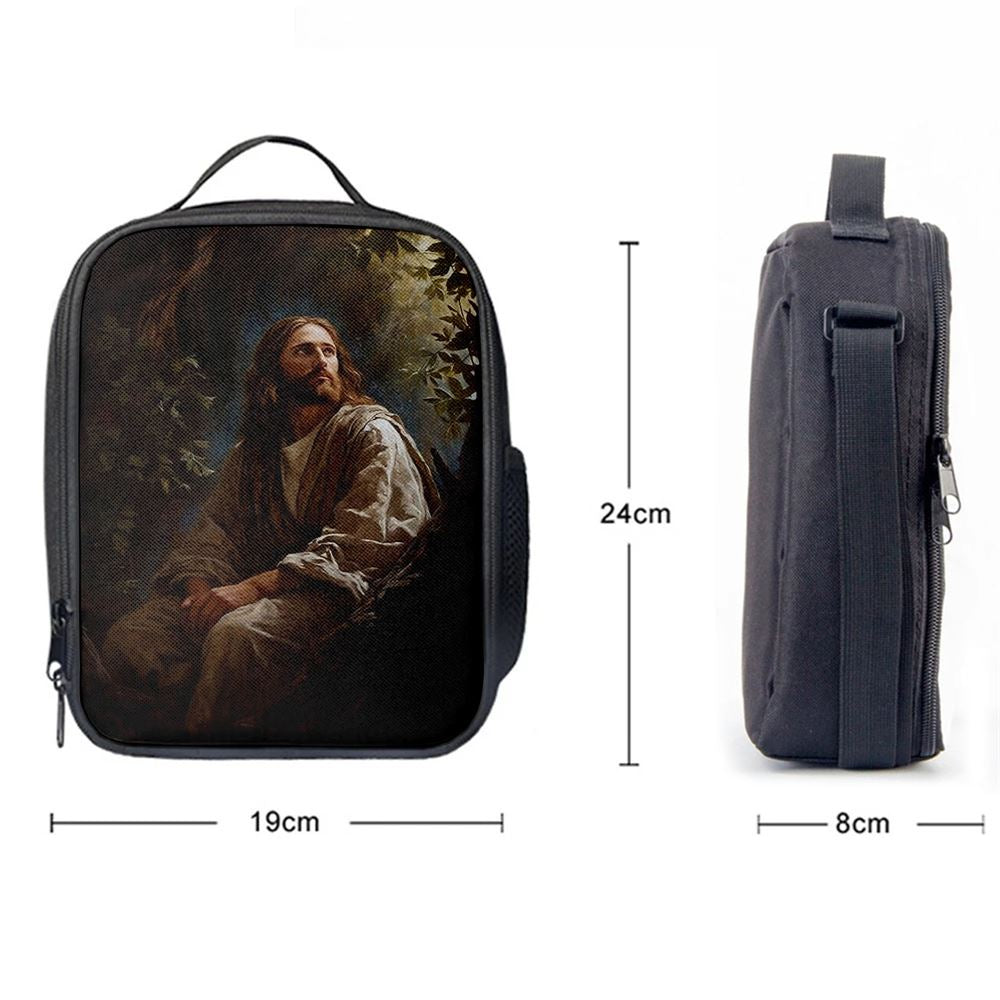 Jesus In The Tree In The Style Of Lush Brushstr 66 Lunch Bag, Christian Lunch Box For School, Picnic