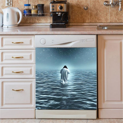 Jesus In The Water Dishwasher Cover , Christian Dishwasher Stickers, Jesus Kitchen Decor