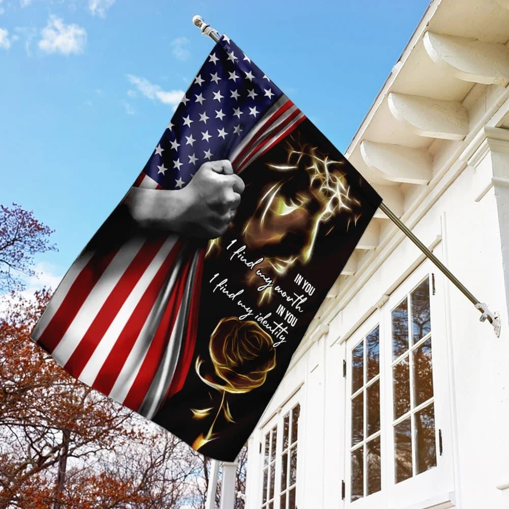 Jesus In You I Find My Worth My Identity American House Flag, Christian Flag, Christian Flag, Scripture Flag, Garden Banner