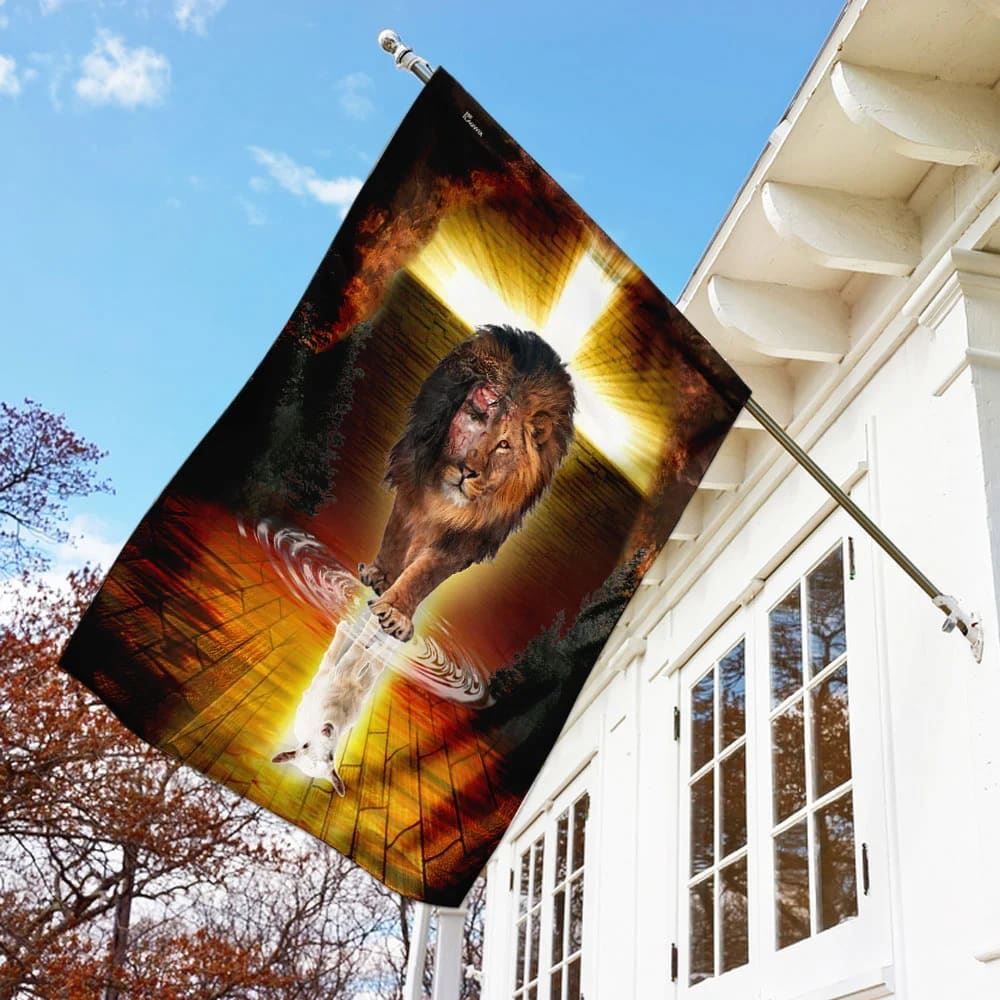 Jesus Is Alive The Lion And The Lamb Jesus Christ Lion And Lamb House Flags, Christian Flag, Scripture Flag, Garden Banner