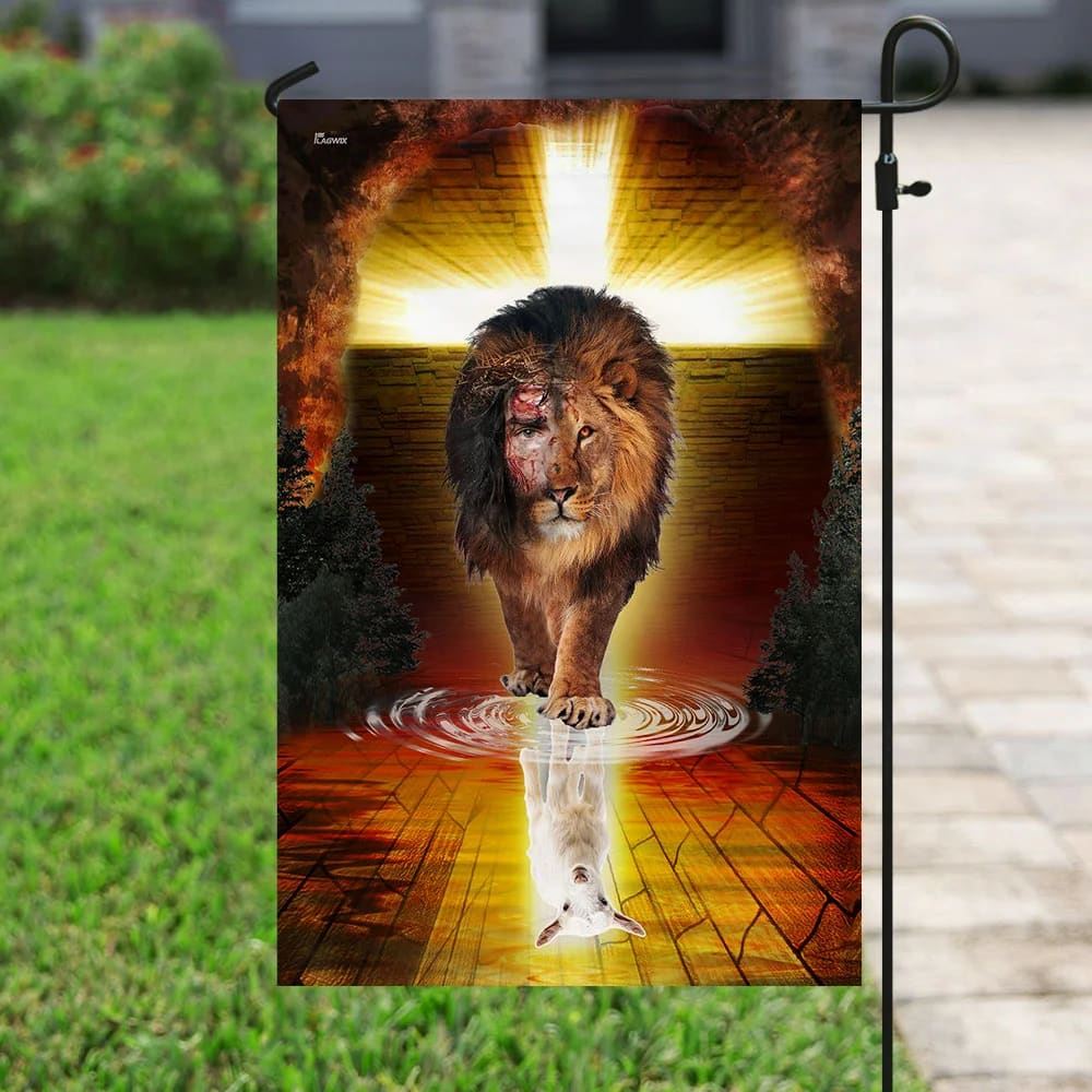 Jesus Is Alive The Lion And The Lamb Jesus Christ Lion And Lamb House Flags, Christian Flag, Scripture Flag, Garden Banner
