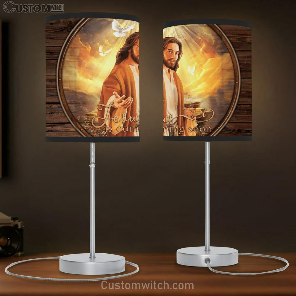 Jesus Is Coming Soon Light From Heaven Large Table Lamb - Christian Table Lamb Prints - Religious Table Lamb Art