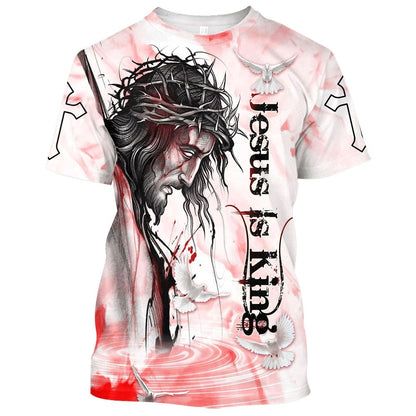 Jesus Is King All Over Print 3D T Shirt For Men And Women, Christian T-Shirt, Faith Shirt