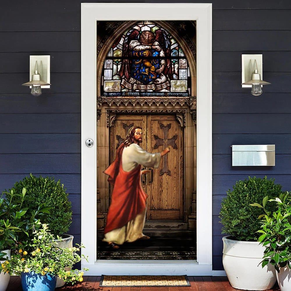 Jesus Is Knocking At The Door Door Cover, Christian Door Decor, Door C ...