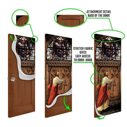 Jesus Is Knocking At The Door Door Cover, Christian Door Decor, Door Christian Church, Christian Door Plaques