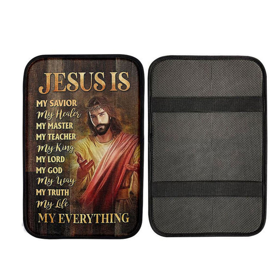 Jesus Is My Everything Car Armrest Pad - Crown Of Thorn Jesus Is My Savior Car Center Console Cover, God Car Armrest Accessories