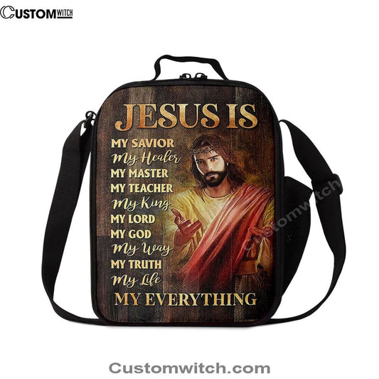Jesus Is My Everything Lunch Bag - Crown Of Thorn Jesus Is My Savior Lunch Bag, Christian Lunch Box For School, Picnic