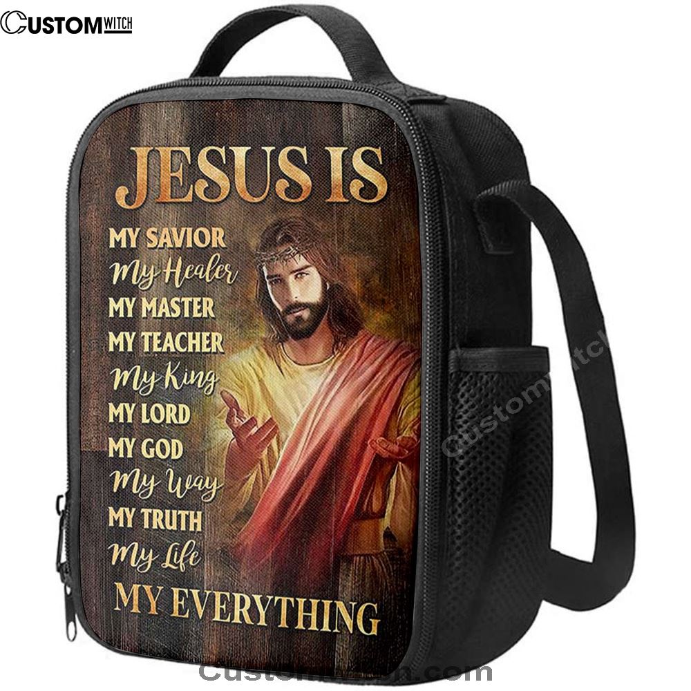 Jesus Is My Everything Lunch Bag - Crown Of Thorn Jesus Is My Savior Lunch Bag, Christian Lunch Box For School, Picnic