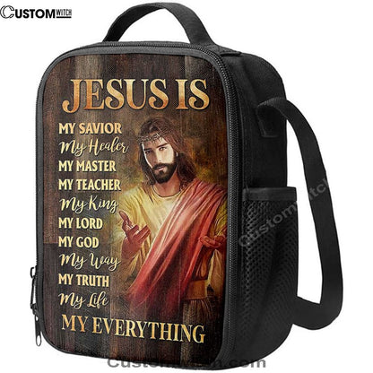 Jesus Is My Everything Lunch Bag - Crown Of Thorn Jesus Is My Savior Lunch Bag, Christian Lunch Box For School, Picnic