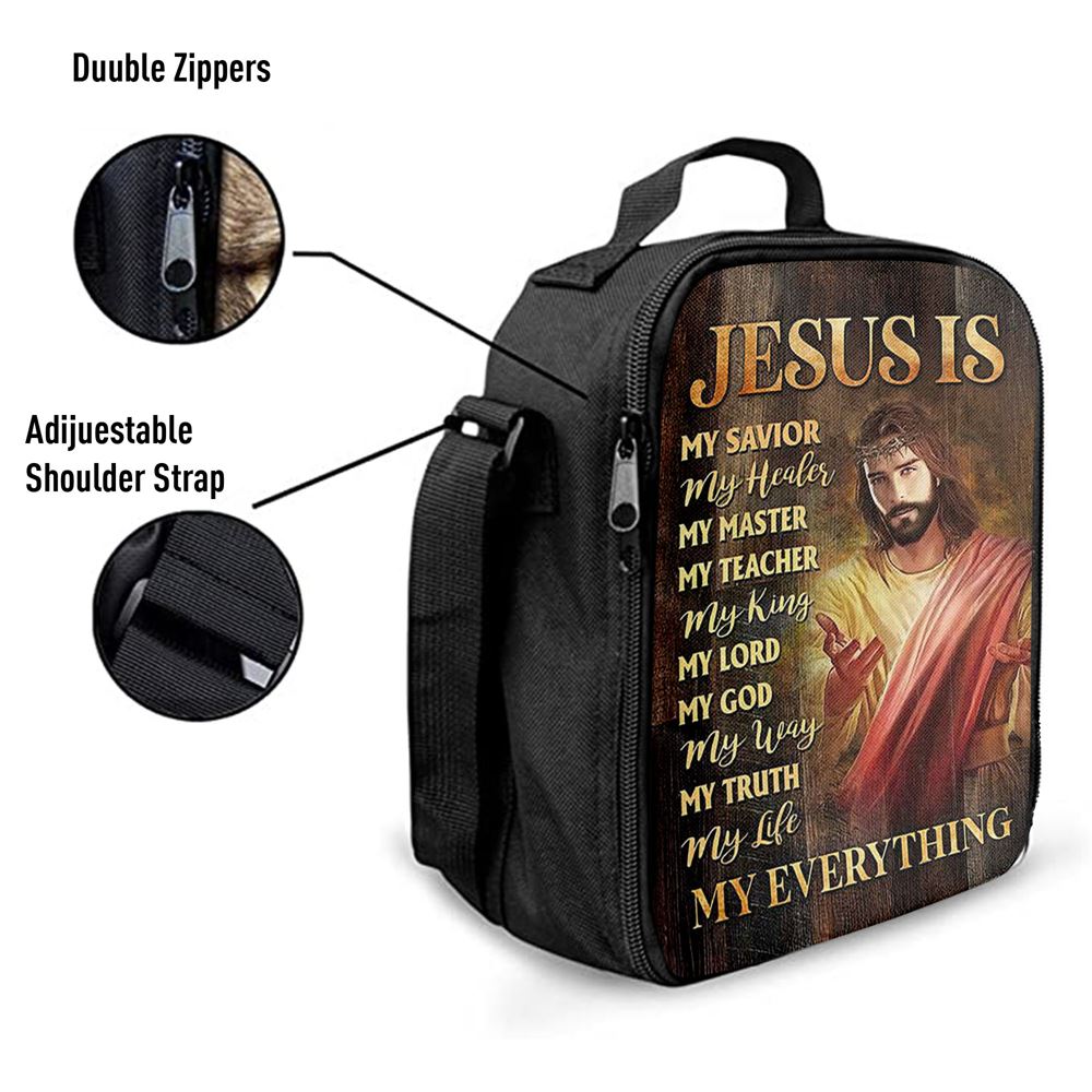 Jesus Is My Everything Lunch Bag - Crown Of Thorn Jesus Is My Savior Lunch Bag, Christian Lunch Box For School, Picnic