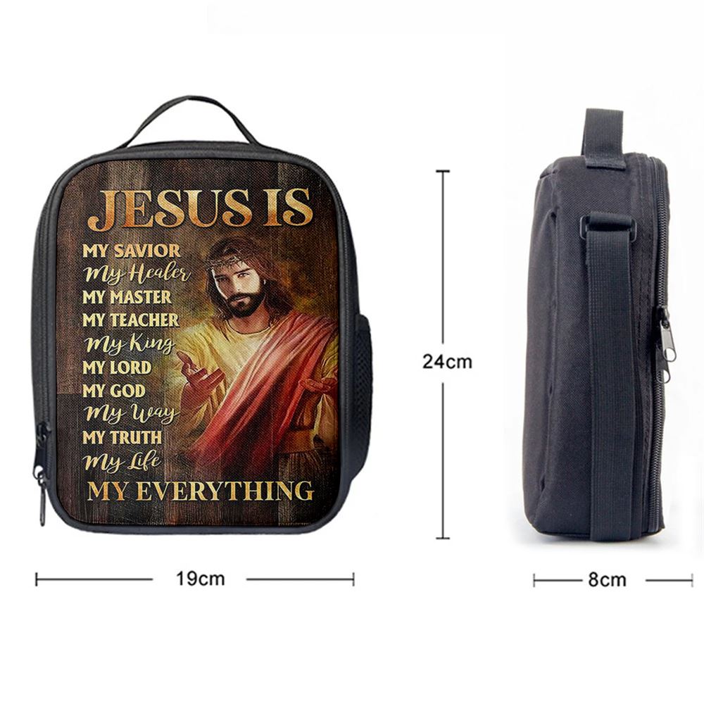Jesus Is My Everything Lunch Bag - Crown Of Thorn Jesus Is My Savior Lunch Bag, Christian Lunch Box For School, Picnic