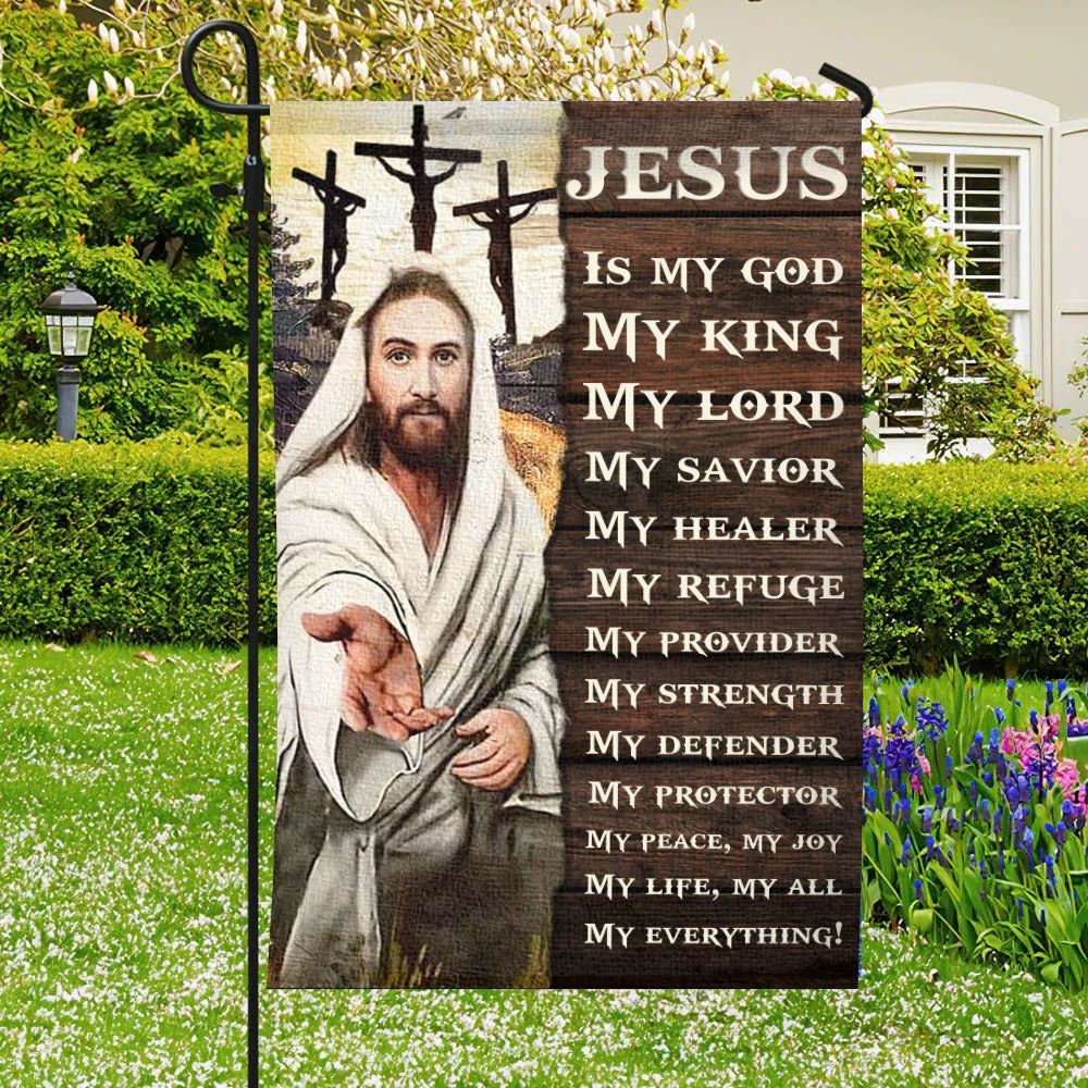 Jesus Is My God Flag, Christian's Flag, Garden Decor, Garden Flag Stand, Christian Flag, Scripture Flag, Garden Banner