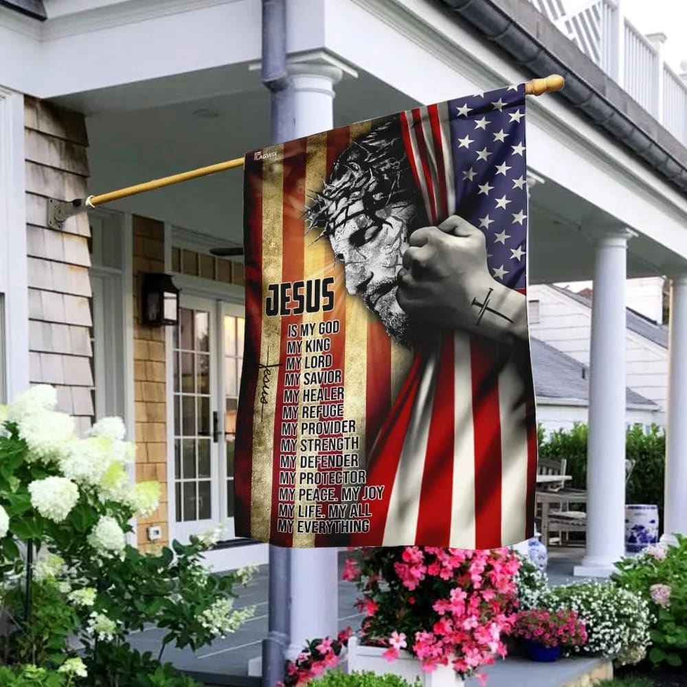 Jesus Is My God House Flag, Christian Flag, Christian Flag, Scripture Flag, Garden Banner