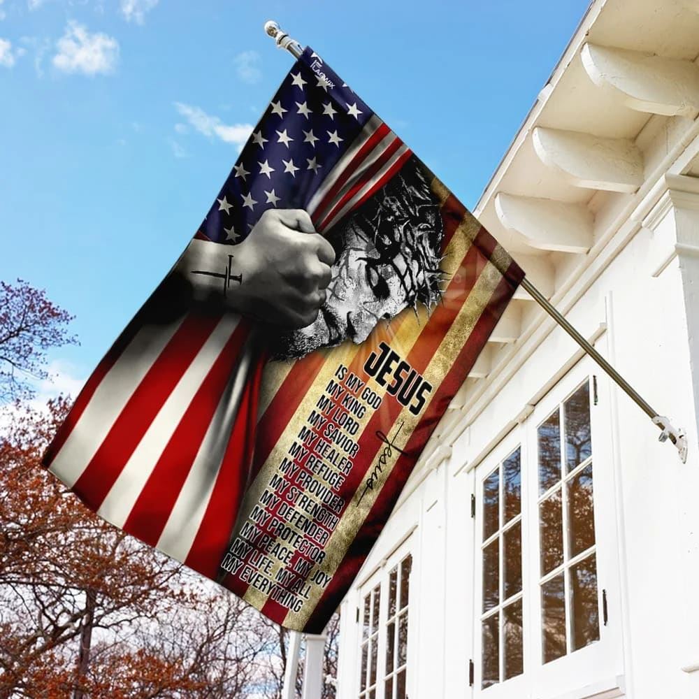 Jesus Is My God House Flag, Christian Flag, Christian Flag, Scripture Flag, Garden Banner