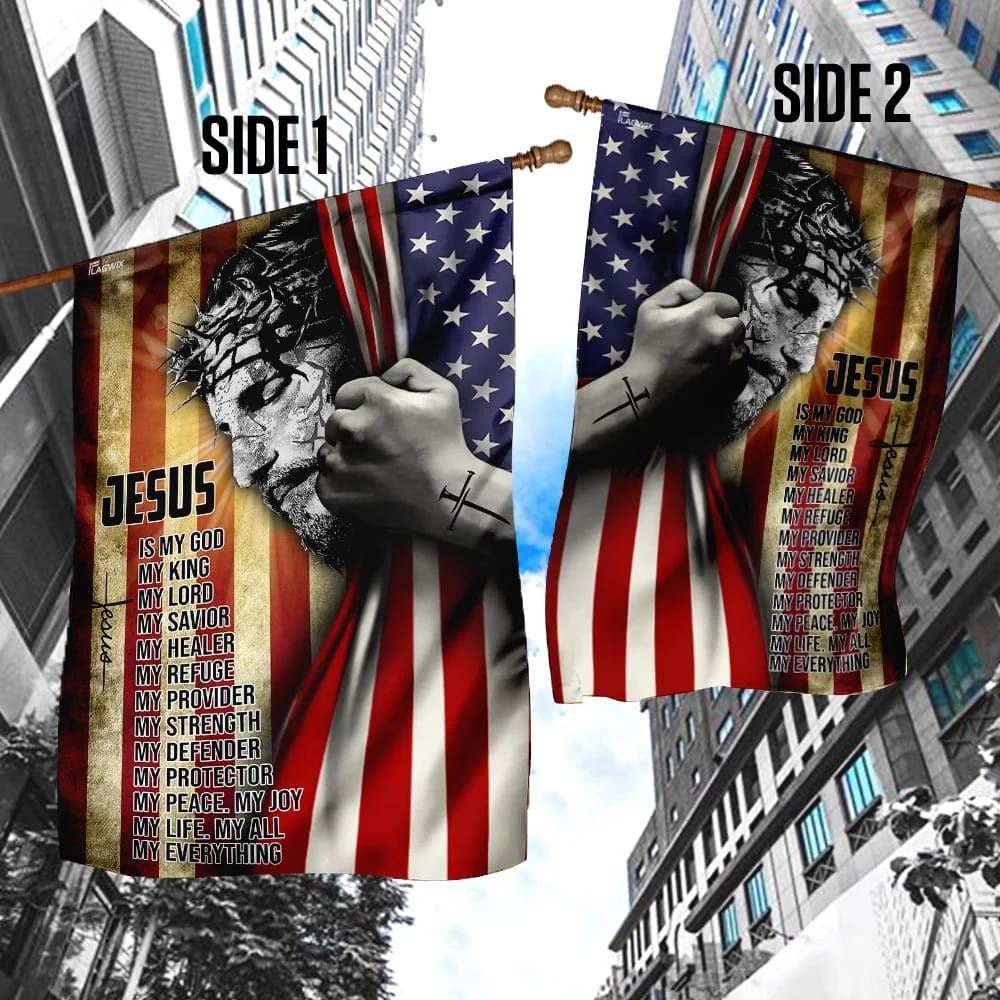 Jesus Is My God House Flag, Christian Flag, Christian Flag, Scripture Flag, Garden Banner
