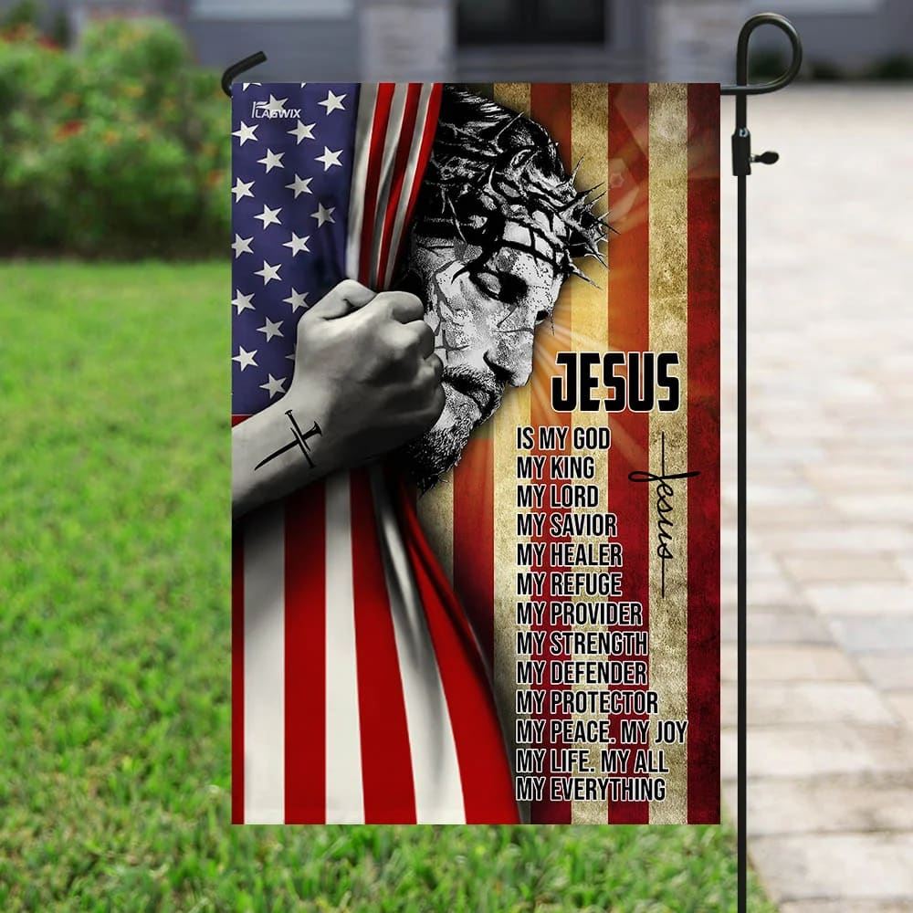 Jesus Is My God House Flag, Christian Flag, Christian Flag, Scripture Flag, Garden Banner