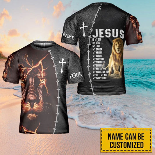 Jesus Is My God Jesus Is My King Custom Name All Over Print 3D T Shirt For Men And Women, Christian T-Shirt, Faith Shirt