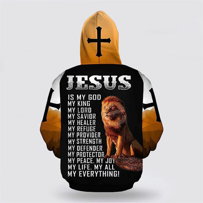 Jesus Is My God My King Cross Lion 3D Hoodies For Women Men, God 3D Printed Hoodie, Christian Apparel Hoodies