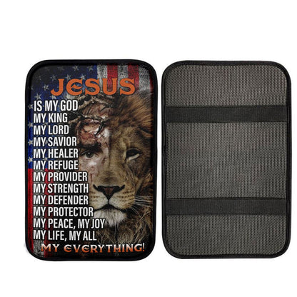 Jesus Is My God My King Half Christ Half Lion Car Center Console Cover, God Car Armrest Accessories