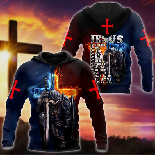 Jesus Is My God My King My Everything Knight Templars God 3D Hoodie For Man And Women, Jesus Printed 3D Hoodie