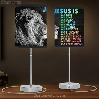 Jesus Is My God My King My Lord Table Lamb Gift - Jesus Christ Table Lamb - Christian Table Lamb Prints