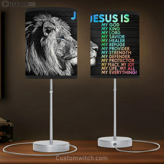 Jesus Is My God My King My Lord Table Lamb Gift - Jesus Christ Table Lamb - Christian Table Lamb Prints