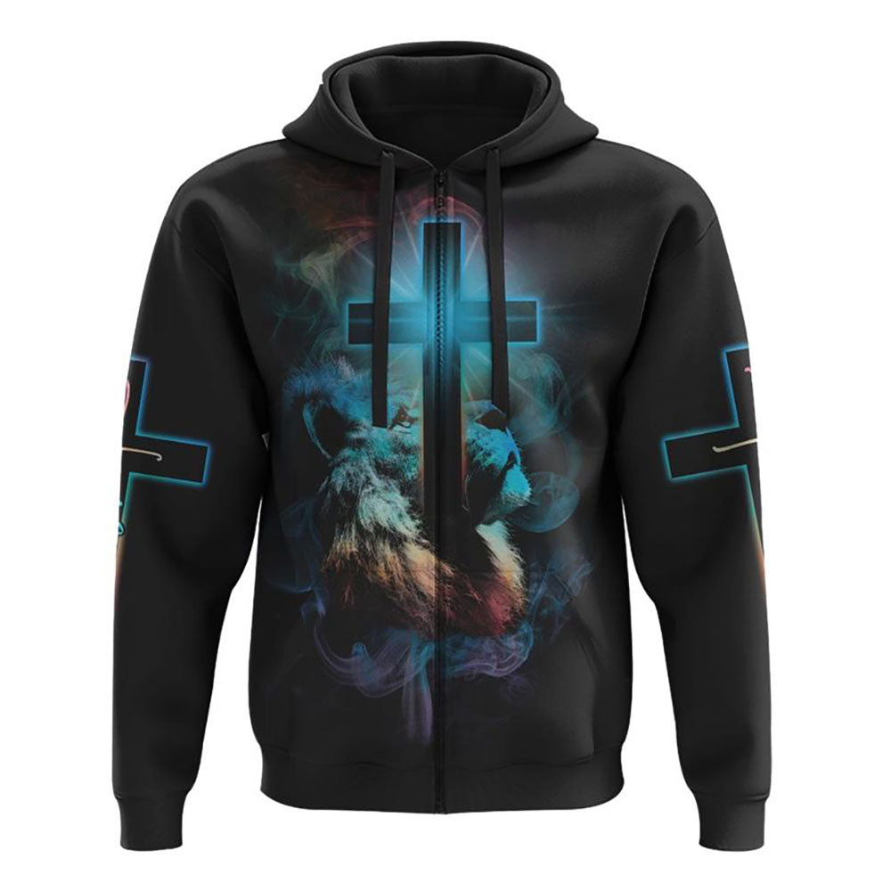 Jesus Is My God My King My Lord Colorful Lion All Over Print 3D Hoodie, Christian Hoodie, Christian Sweatshirt, Bible Verse Shirt
