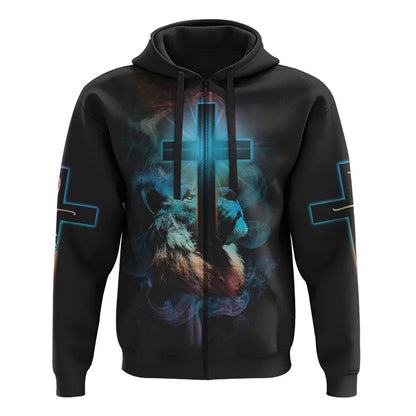 Jesus Is My God My King My Lord Colorful Lion All Over Print 3D Hoodie, Christian Hoodie, Christian Sweatshirt, Bible Verse Shirt