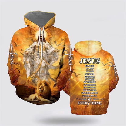 Jesus Is My God My King My Lord Lion 3D Hoodies For Women Men, God 3D Printed Hoodie, Christian Apparel Hoodies