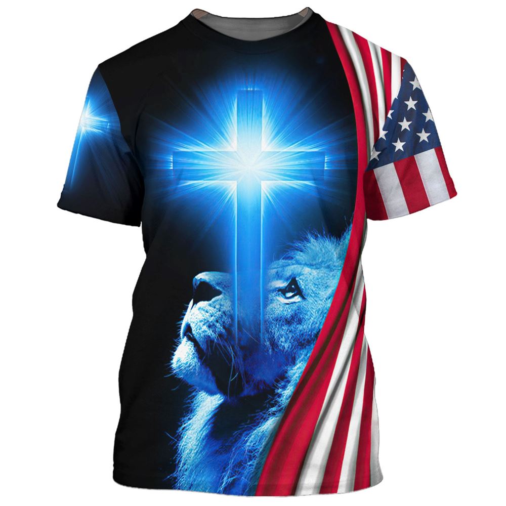 Jesus Is My God My King My Lord Lion Cross All Over Print 3D T Shirt For Men And Women, Christian T-Shirt, Faith Shirt