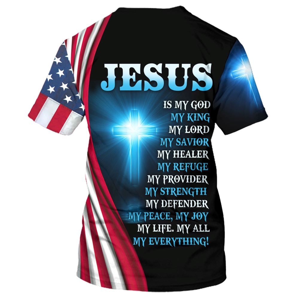 Jesus Is My God My King My Lord Lion Cross All Over Print 3D T Shirt For Men And Women, Christian T-Shirt, Faith Shirt