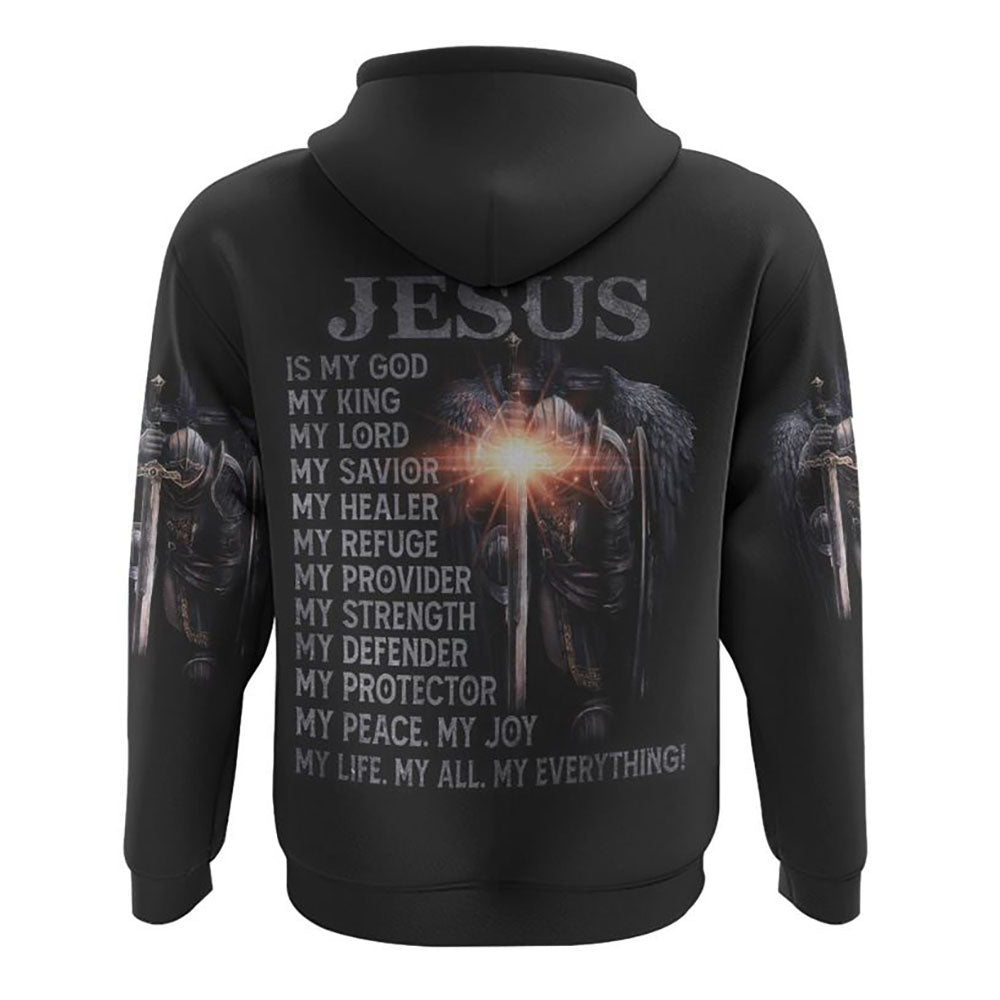 Jesus Is My God My King My Lord Warrior All Over Print 3D Hoodie
