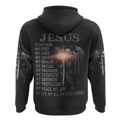 Jesus Is My God My King My Lord Warrior All Over Print 3D Hoodie, Christian Hoodie, Christian Sweatshirt, Bible Verse Shirt